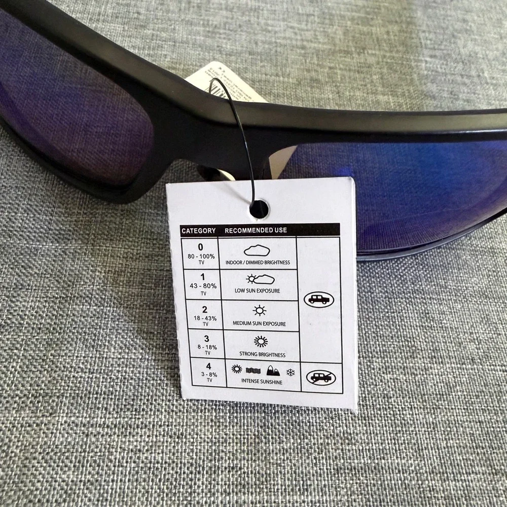 Choppers Sunglasses Mens OS Matte Black Blue Mirror Lens Biker Wrap UV400 Cross